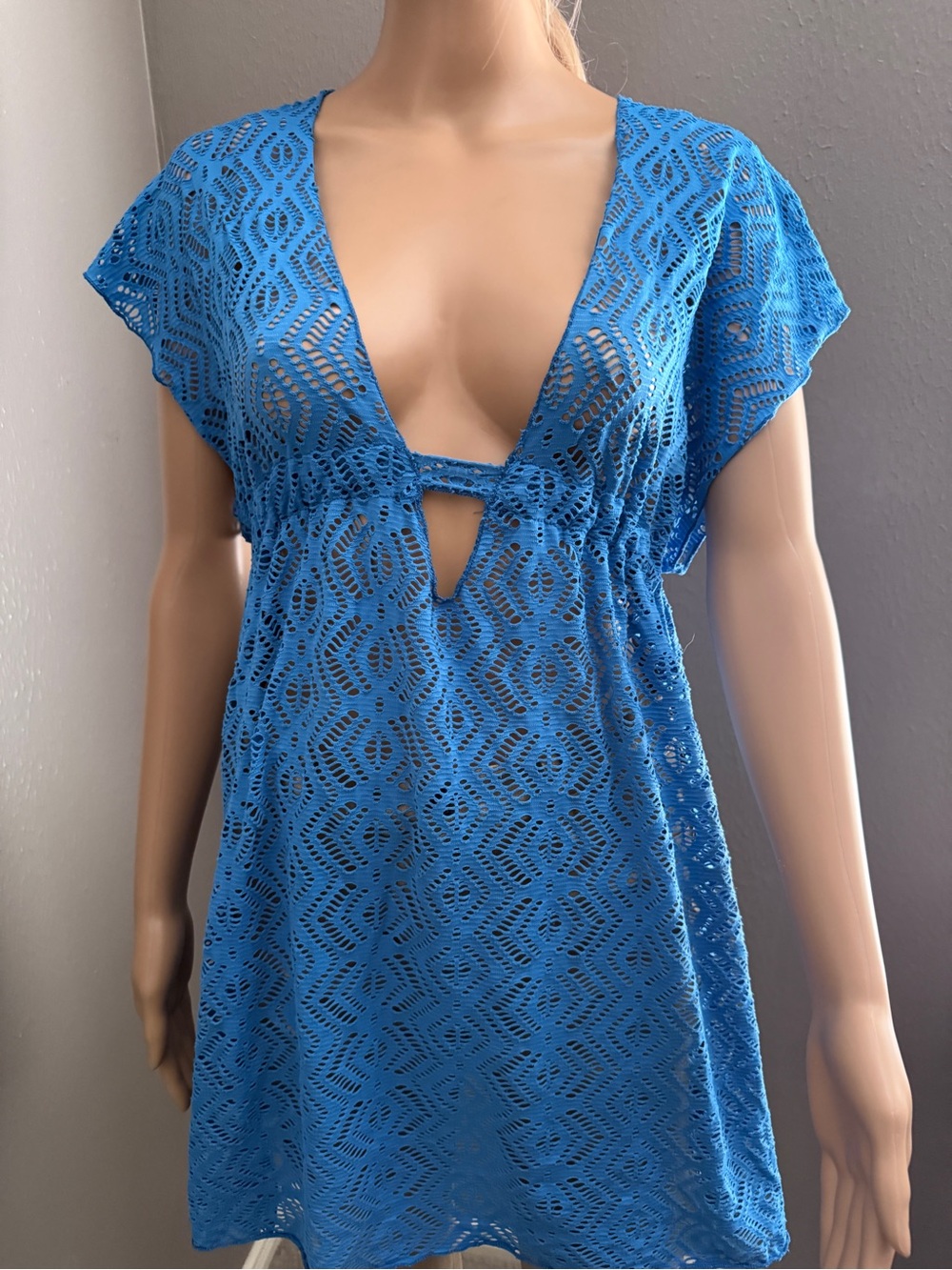 Blue Crochet Swim Cover-Up Tunic